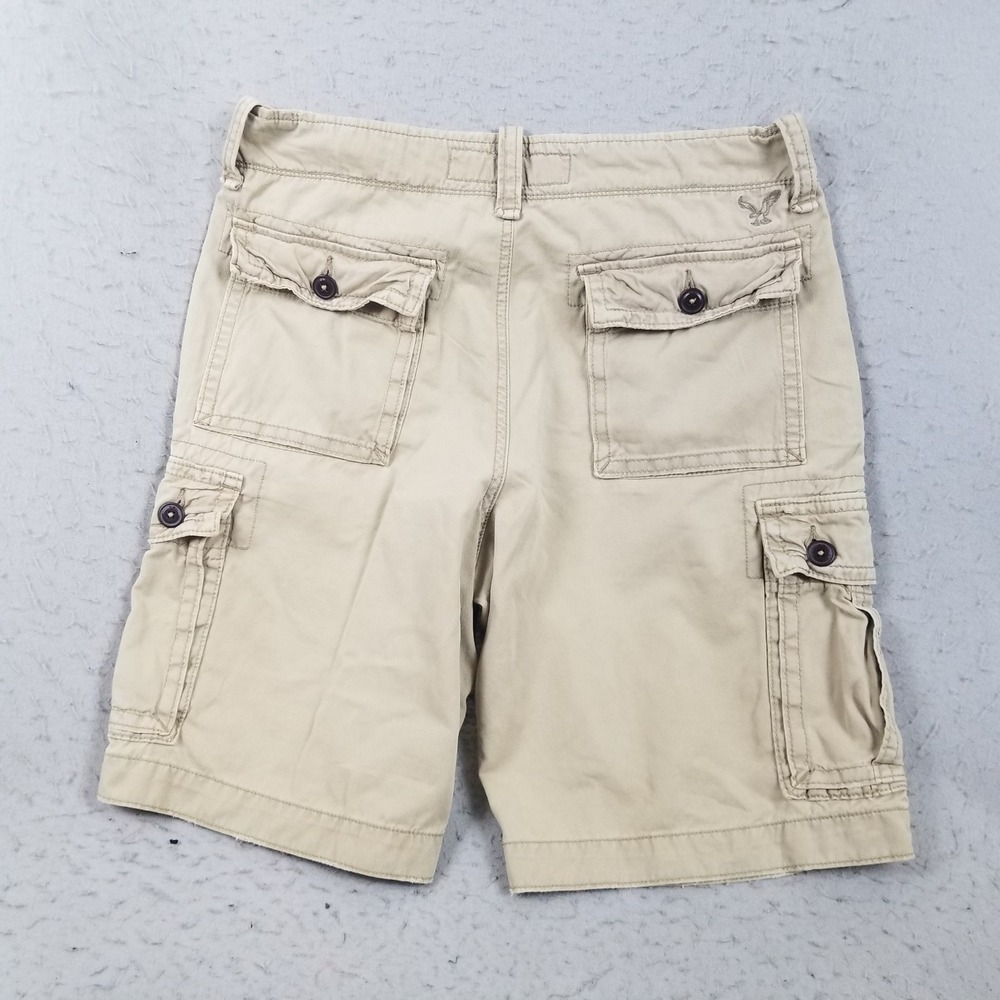 American Eagle Cargo Shorts Men 34 Tan Classic Length Cotton Khaki Multi-Pocket - Picture 3 of 9